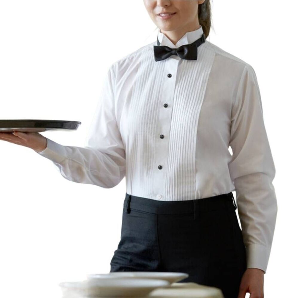 Henry Segal Lady Martino Women's White Customizable Tuxedo Shirt w Wingtip Colla